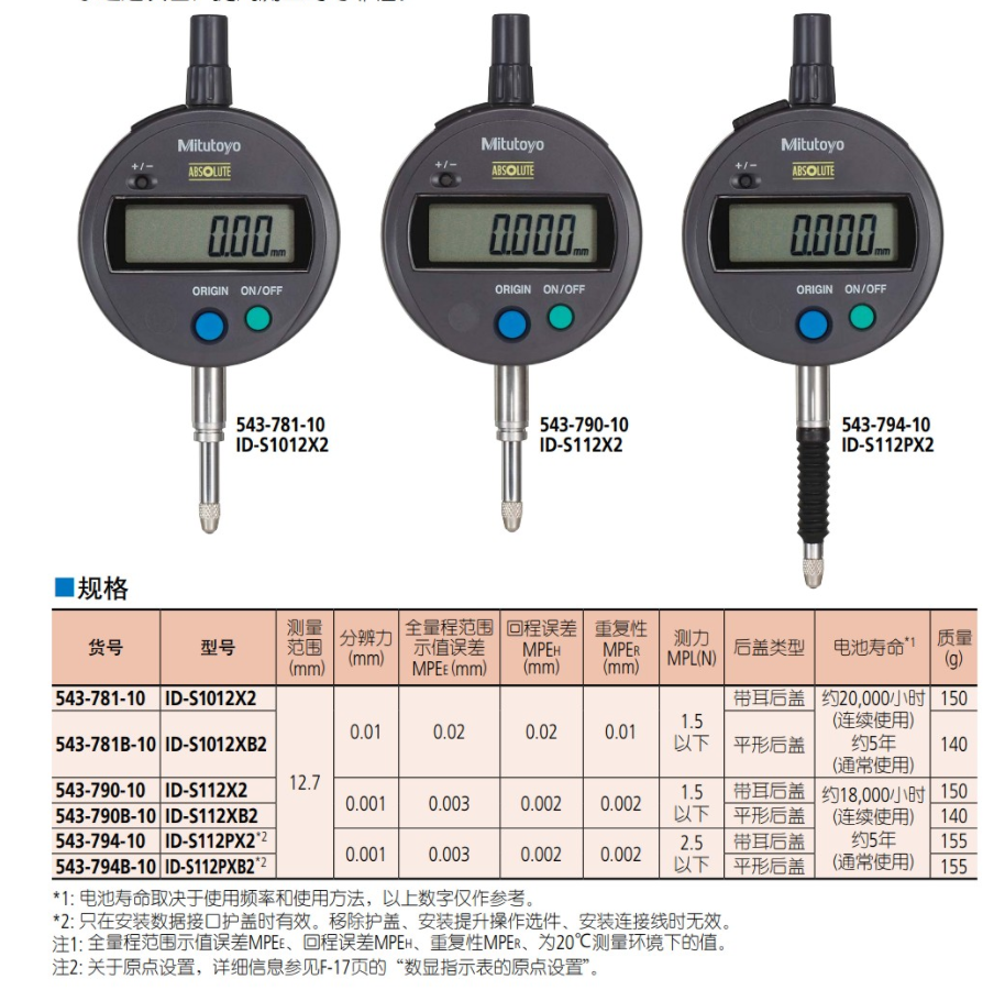 三丰Mitutoyo数显千分表543-794B
